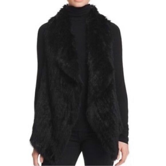 C by Bloomingdale’s Cashmere Black Rabbit Fur Vest - Picture 5 of 6